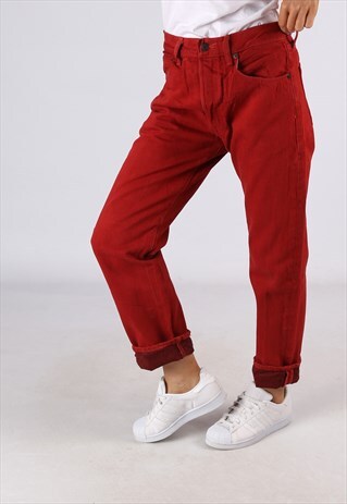 DENIM JEANS STRAIGHT COLOURED HIGH WAISTED UK 12 (C9DD)