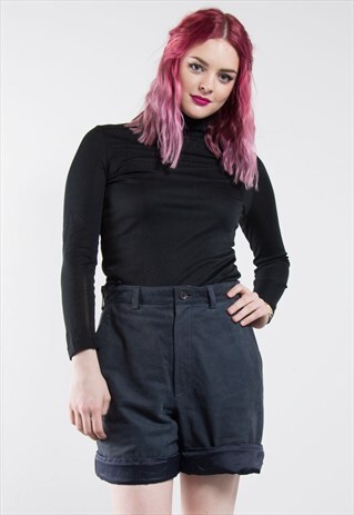 VINTAGE BLUE SUEDE HIGH WAIST SHORTS