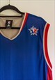 VINTAGE ADIDAS BLUE & RED BASKETBALL JERSEY V-NECK VEST