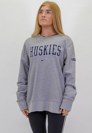 VINTAGE NIKE HUSKIES SPELL OUT SWEATSHIRT IN GREY LARGE