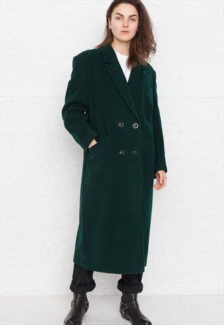 VINTAGE DARK GREEN WOOL COAT