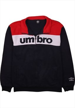 Vintage 90's Umbro Sweatshirt Spellout Full Zip Up Navy Blue