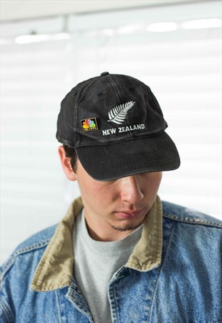 VINTAGE ALL BLACKS RUGBY BASEBALL CAP HAT LOGO 90S X 2.5