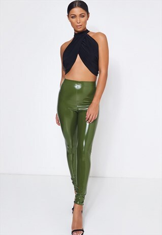 RAMONA KHAKI VINYL LEGGINGS