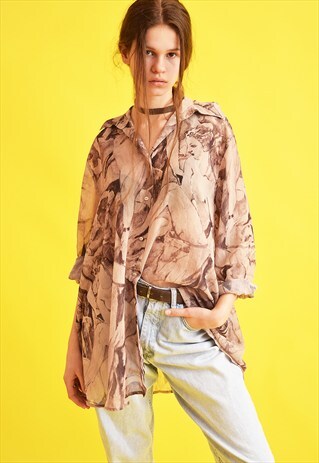 90'S RETRO MONOCHROME OVERSIZED MOMS SHIRT TOP