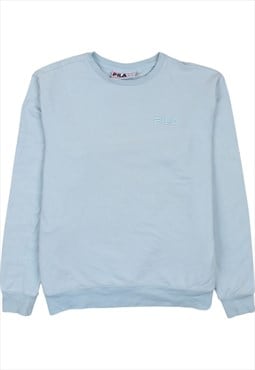 Vintage 90's Fila Sweatshirt Lightweight Crew Neck Blue