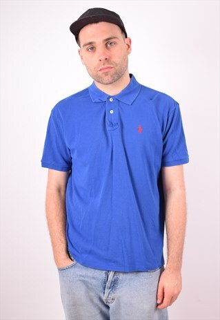 POLO RALPH LAUREN MENS VINTAGE POLO SHIRT XL BLUE 90S