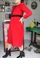 VINTAGE 80S RED MONOCHROME CORDUROY CROPPED JUMPSUIT ROMPER