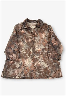 Vintage Pattern Mesh Shirt Brown 2XL