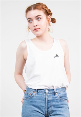 VINTAGE 90'S ADIDAS WHITE SPORTS VEST TOP