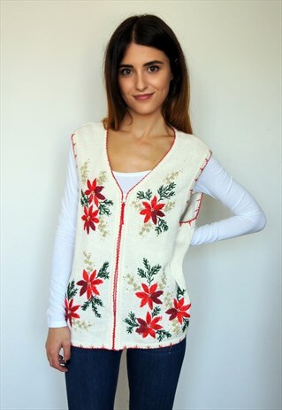 VINTAGE SLEEVELESS CHRISTMAS CARDIGAN