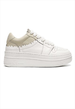 Chunky sole sneakers high platform contrast shoes in white