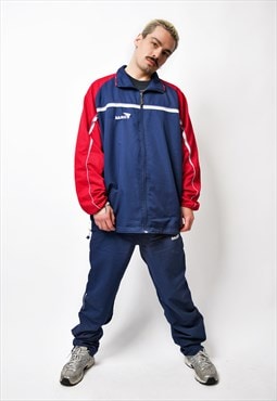 Vintage sport tracksuit set navy dark blue and red 90s