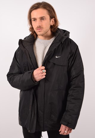 nike longline padded jacket in black