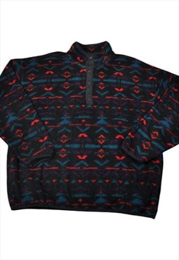 Vintage Bauer Fleece 1/4 Press Stud Retro Pattern Multi XL