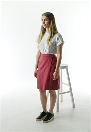 PINK VIRGIN WOOL SKIRT / HIGH WAISTED SHORT SKIRT