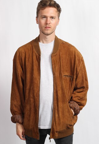 VINTAGE SUEDE OVERSIZED BOMBER JACKET