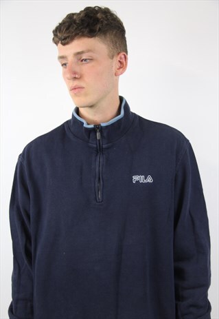 VINTAGE FILA 1/4 ZIP NAVY SWEATSHIRT