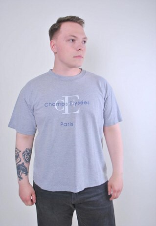 Minimalist grey tee shirt, vintage essential men's t-shirt 