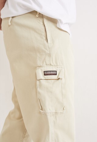 VINTAGE NAPAPIJRI STRIAGHT LEG CARGO TROUSERS BEIGE