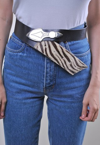 VINTAGE ZEBRA WOMEN EVENING ANIMAL PRINT BELT