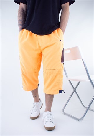 VINTAGE PUMA NEON ORANGE LONG SHORTS