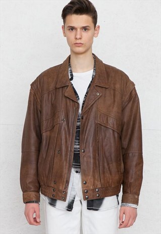 VINTAGE BROWN G. LARUSSO LEATHER JACKET