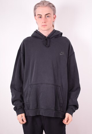NIKE MENS VINTAGE HOODIE JUMPER XXL BLACK 90S