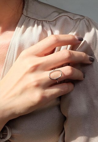 LONG OPEN CIRCLE RING WOMEN STERLING SILVER RING