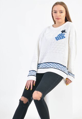 VINTAGE KNITWEAR JUMPER IN WHITE