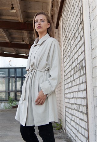 VINTAGE RETRO BEIGE OVERSIZED RAIN COAT JACKET