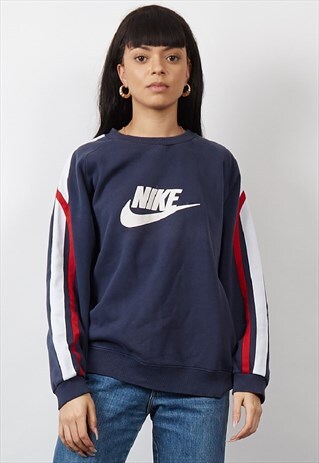 VINTAGE 90'S NIKE TRICOLOUR NAVY SWEATSHIRT