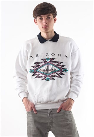 VINTAGE ARIZONA 1994 GRAPHIC CREW NECK 90S WHITE