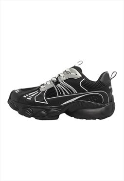Hiking sneakers retro sport shoes utility trainers in black