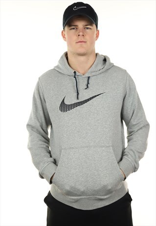 VINTAGE NIKE BIG LOGO HOODIE GREY