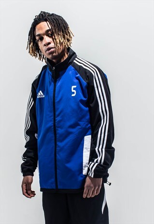 VINTAGE 90S ADIDAS TRACK TOP IN BLUE AND BLACK