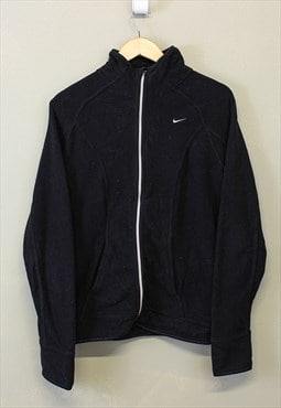Vintage Nike Fleece Black Zip Up With Swoosh Logo 90s