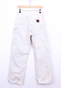Vintage Carhartt Trousers White Beige With Pockets Retro