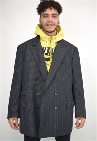 VINTAGE 90S BURBERRY GREY PINSTRIPE BLAZER