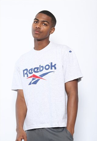 VINTAGE REEBOK PRINT LOGO T-SHIRT GREY