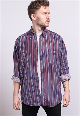 VINTAGE CORDUROY CORD STRIPED SHIRT