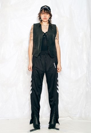 Vintage 90s Leather Vest in Black Gender Free