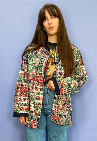 VINTAGE 80'S LEAF QUILTED LONG SLEEVE JACKET