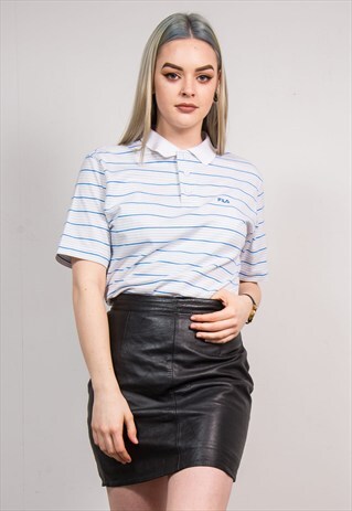 90'S VINTAGE WHITE STRIPE FILA POLO T-SHIRT