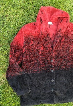Vintage 90's Red Fleece Padded Jacket/ Cardigan