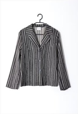 Vintage 90s Grey Striped Grunge Blazer Style Jacket
