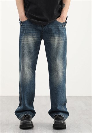 BLUE WASHED DENIM JEANS PANTS TROUSERS