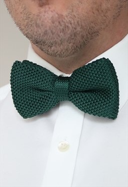 Wedding Handmade Polyester Knitted Bow Tie In Dark Green