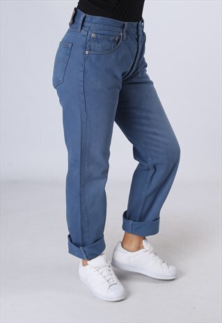 LEVIS 501'S DENIM JEANS BOYFRIEND HIGH WAISTED UK 12 (DKEI)