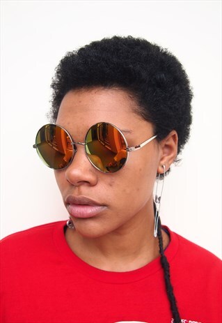 ORANGE FLAME REFLECTIVE OVERSIZED SUNGLASSES
